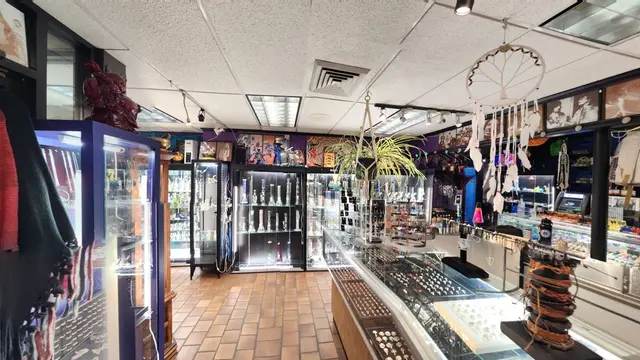 Inside the Ethnic Concepts store, glass cases and shelves